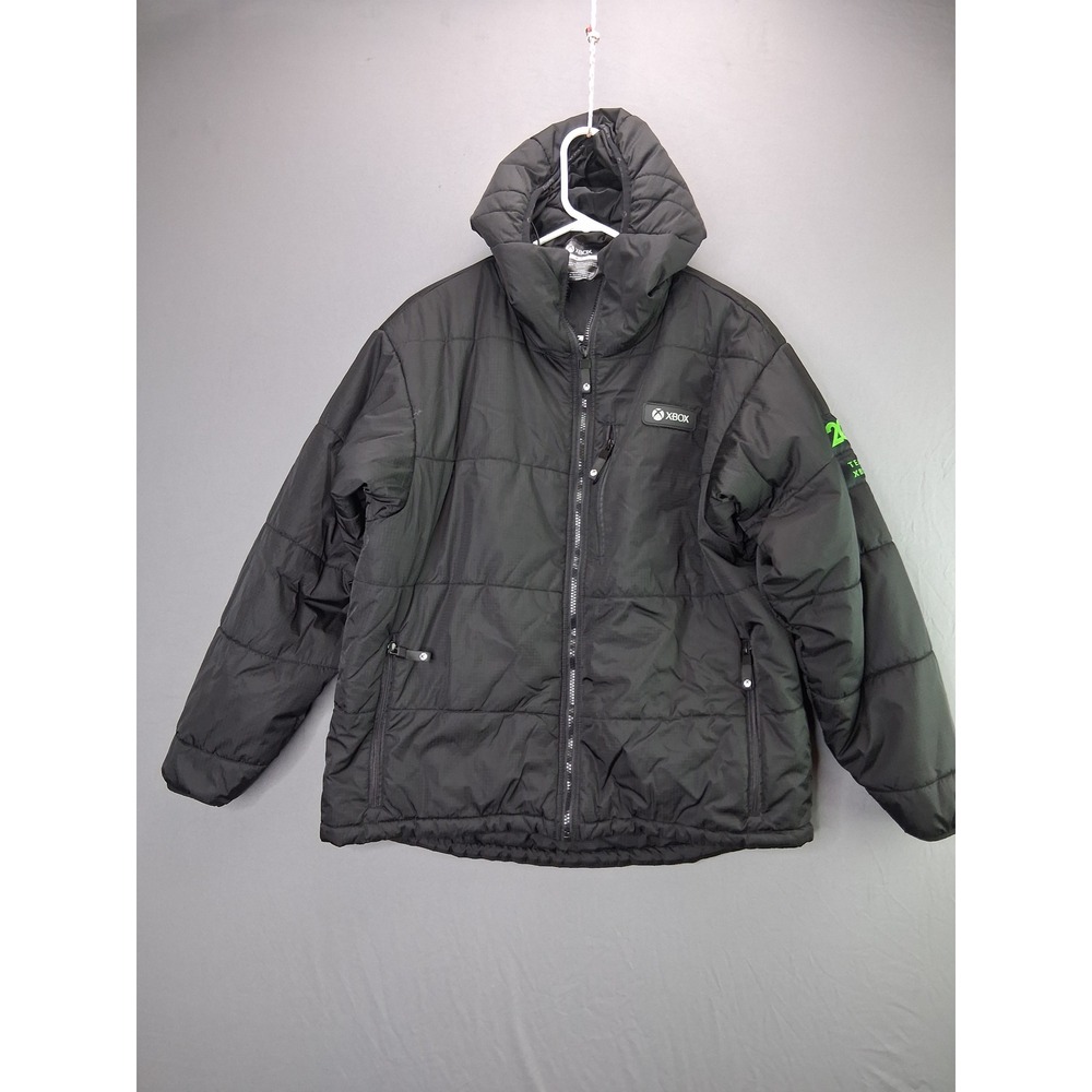 Xbox Puffer Jacket 20th Anniversary Team Xbox Medium Black Ripstop Hooded Rare